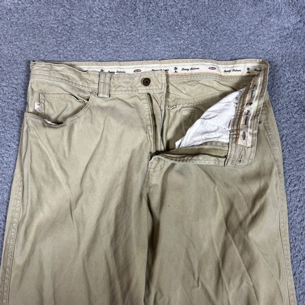 Tommy Bahama Relax Pants Mens 35 Khaki Excellent Cotton Straight Leg Chino
